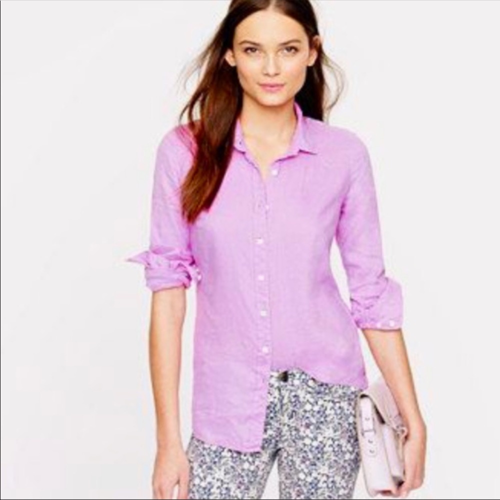 J.Crew Perfect Linen Shirt Size 8